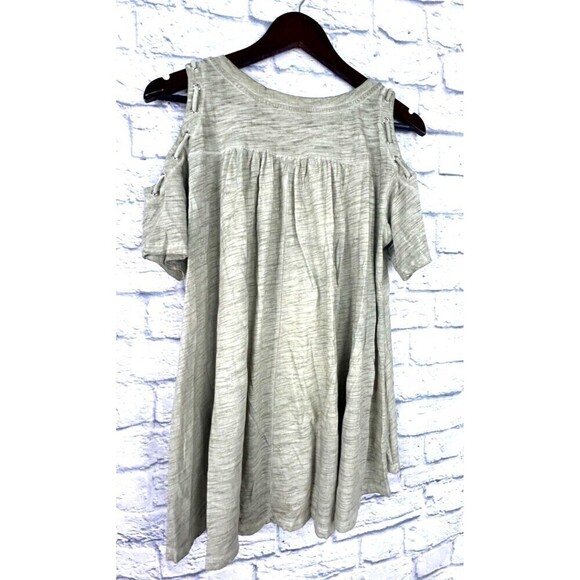 Bluheaven Women Size M Green Tunic Cold Shoulder Short Sleeve Hilo Top H4 - Picture 7 of 12